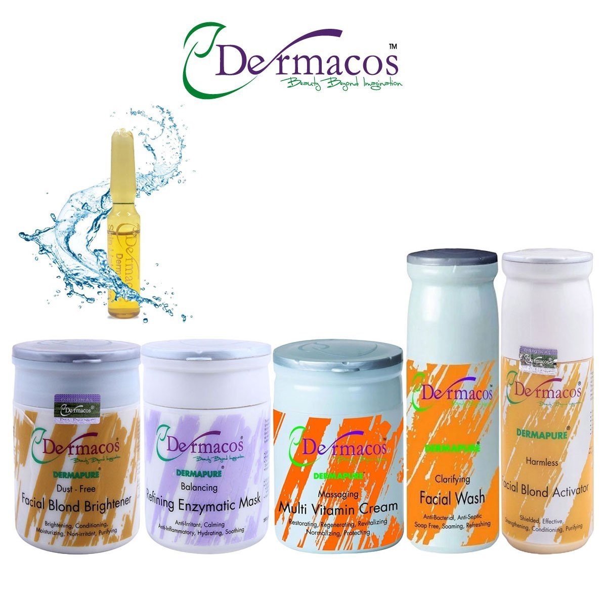 Dermacos Essential Radiance Facial Kit (200gm Each) Pack Of 5 + Free Skin Lightning Ampoule (2ml)