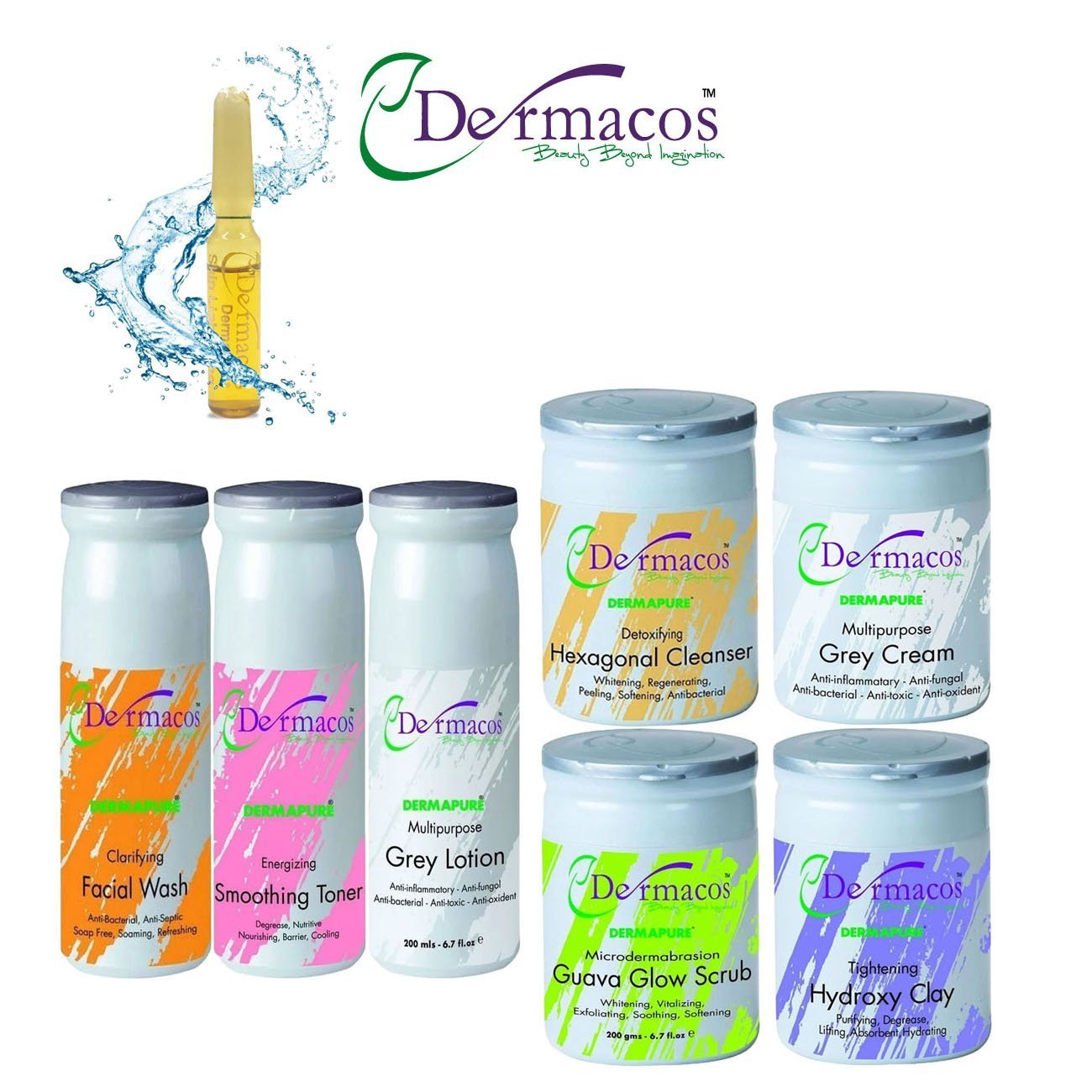 Dermacos Radiance Revealed Facial Kit (200gm Each) Pack Of 7 + Free Skin Lightning Ampoule (2ml)