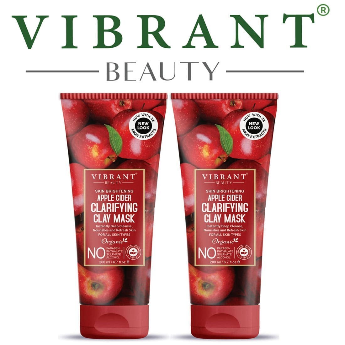 Vibrant Beauty Apple Cider Clarifying Clay Mask (200ml) Combo Pack