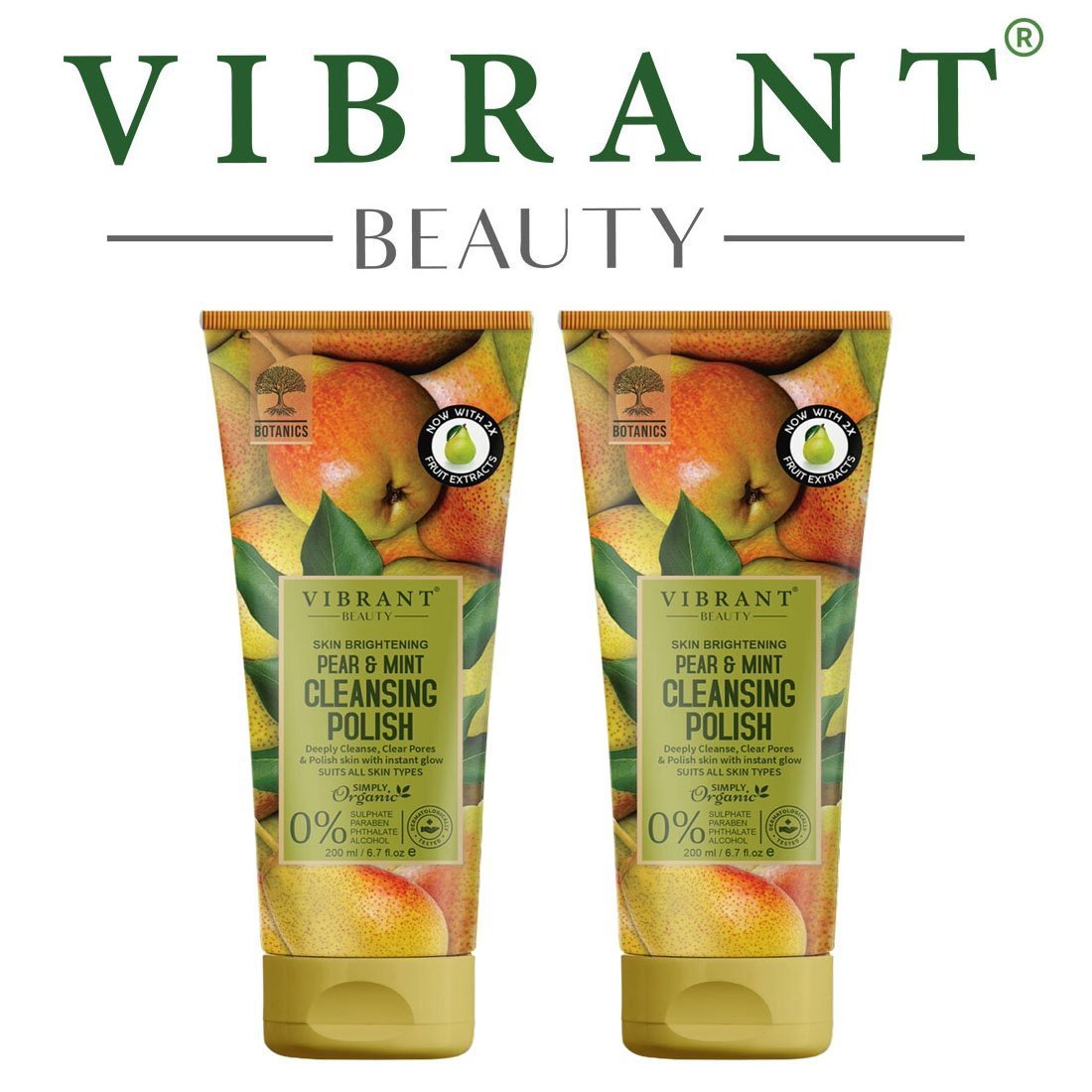 Vibrant Beauty Pear & Mint Cleansing Polish (200ml) Combo Pack