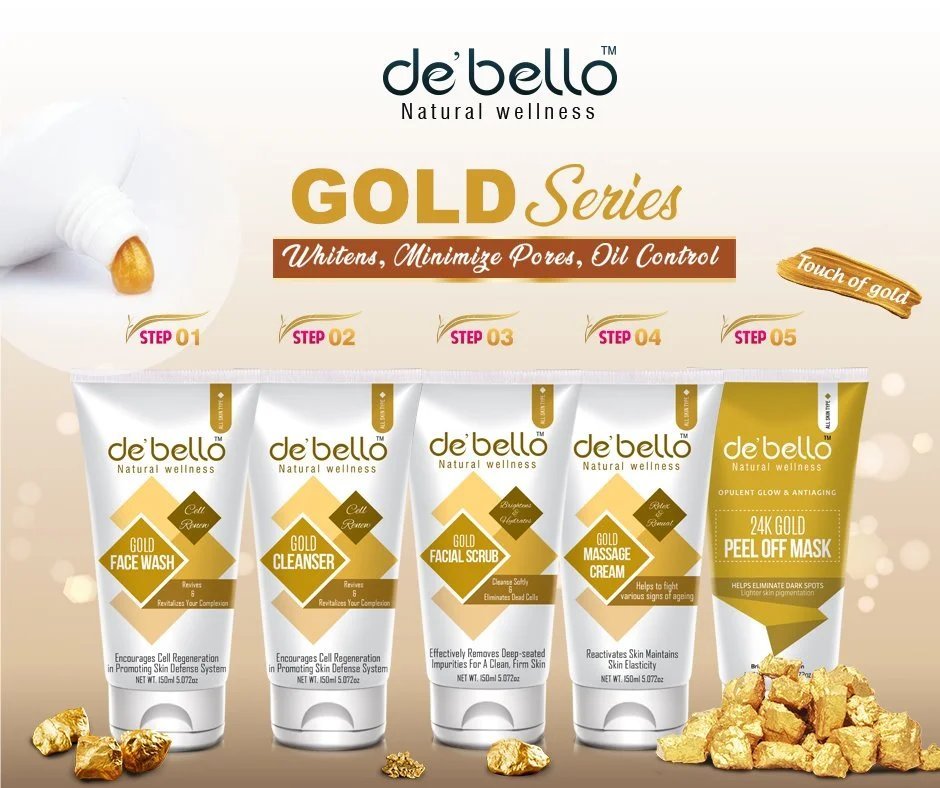 Debello Gold Series Facial Kit (150ml Each) Pack of 5