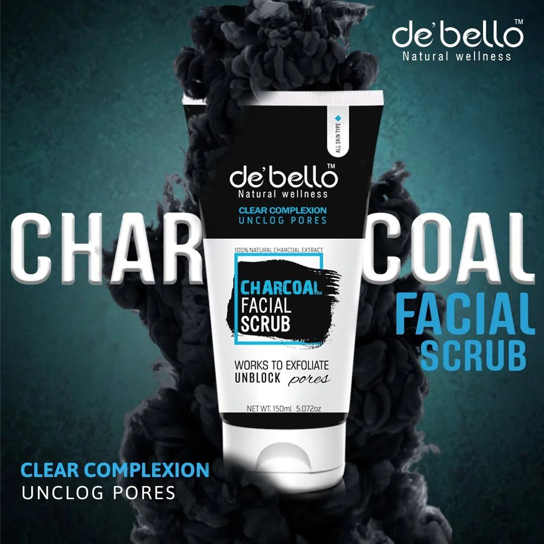Debello Charcoal Facial Scrub (150ml)