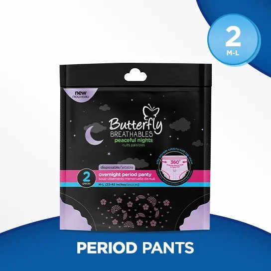 Butterfly Breathables Peaceful Nights Cottony Period Pants M-L Pack 2 Pcs