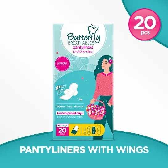 Butterfly Breathables Ultra-Thin Long Pantyliners with wings 20 Pcs
