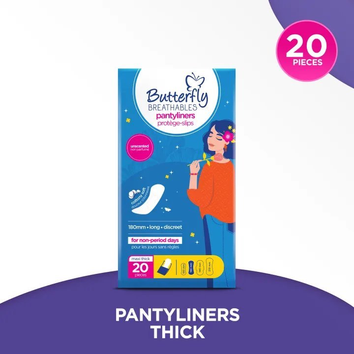 Butterfly Breathables Maxi-Thick Long Pantyliners 20 Pcs