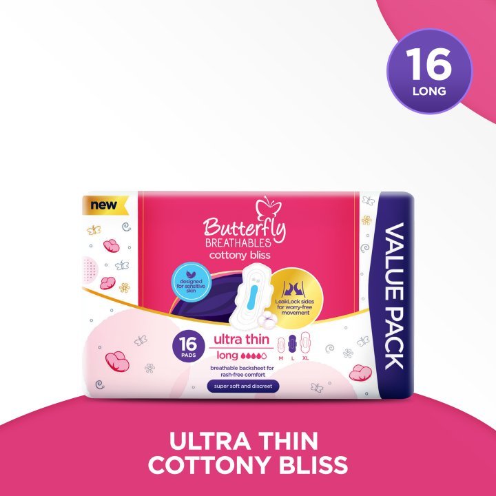 Butterfly Breathables Ultra Soft Pack Long 16 Pcs