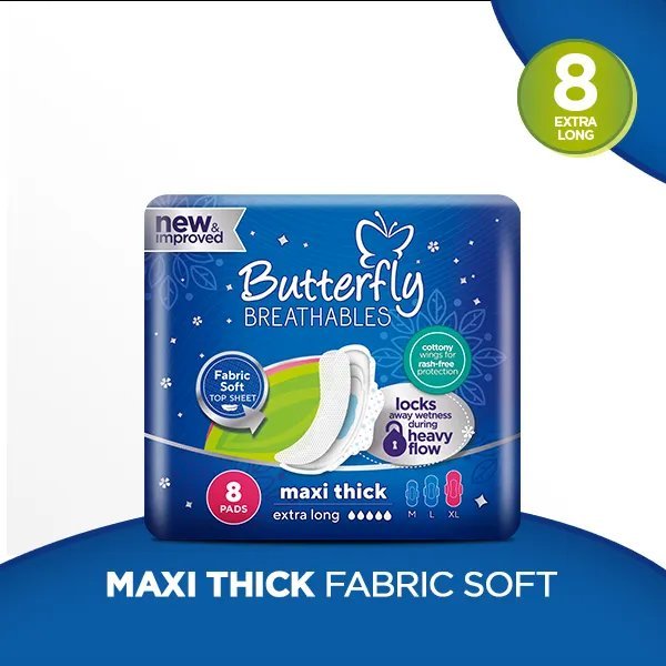 Butterfly Breathables Maxi Thick Sanitary Pads Extra Large Blue