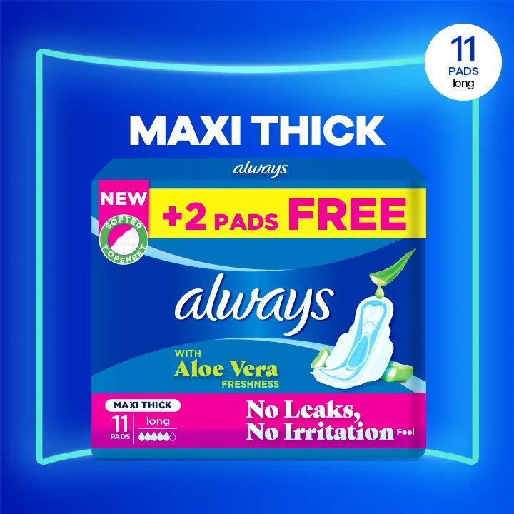 Always Thicks Maxi Night Sanitary Pads Long Single Pack 11 Pads