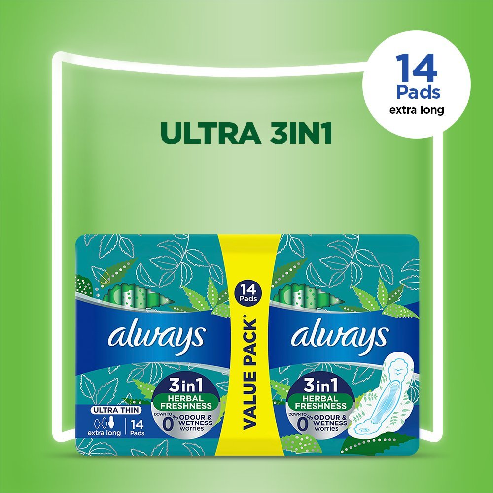 Always Ultra Sanitary Pads Extra Long Value Pack 14 Pads
