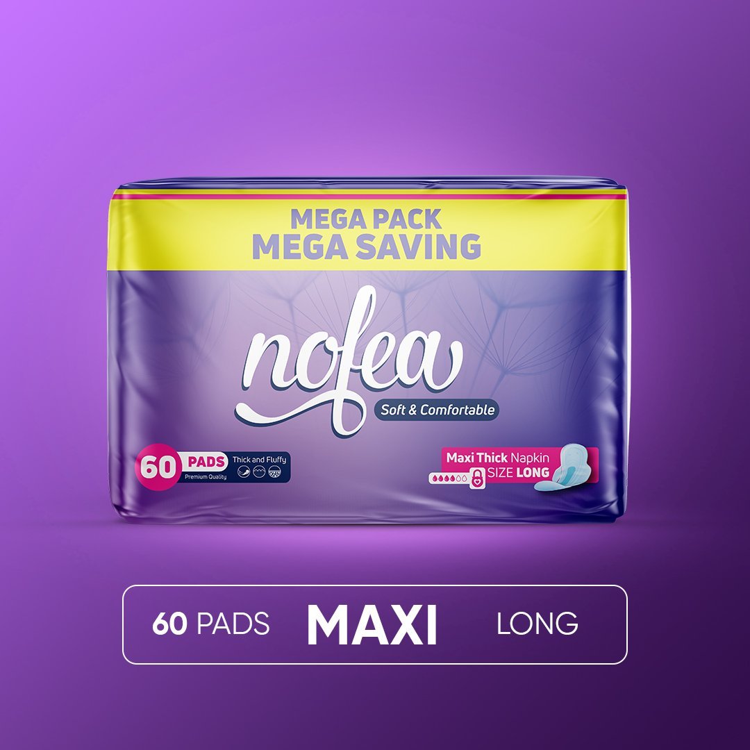 Nofea Napkins Sanitary Pads Maxi Thick Long 60 Pads