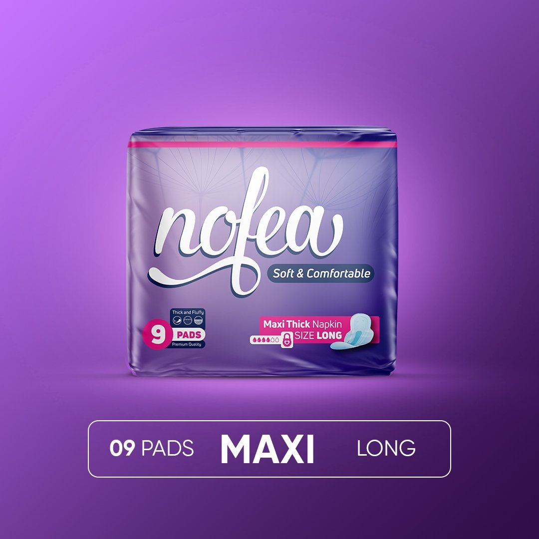 Nofea Napkins Sanitary Pads Maxi Thick Long 9 Pads