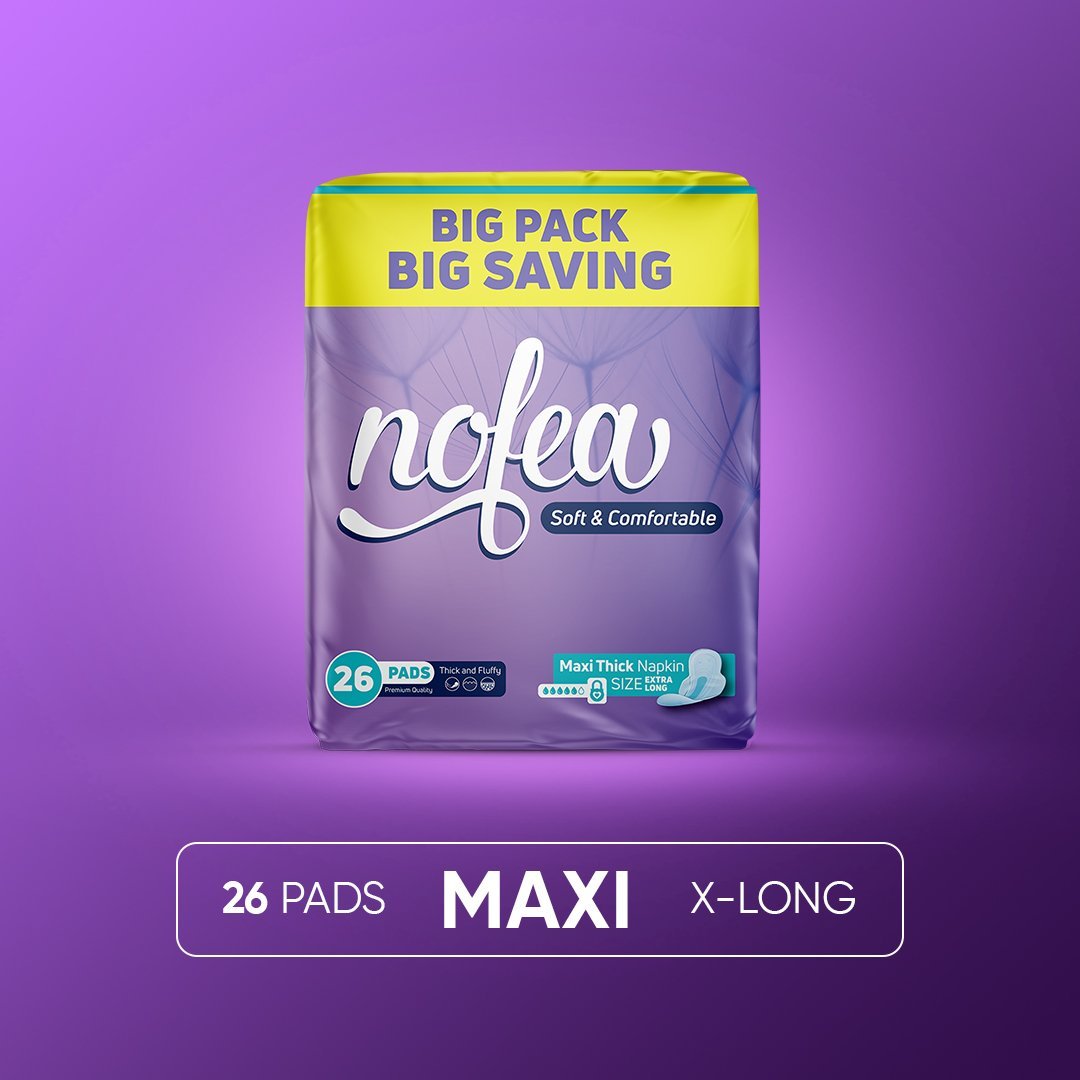 Nofea Napkins Sanitary Pads Maxi Thick Extra Long 26 Pads