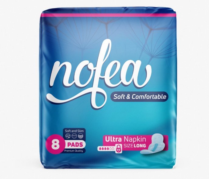 Nofea Napkins Sanitary Pads Ultra Long 8 Pads
