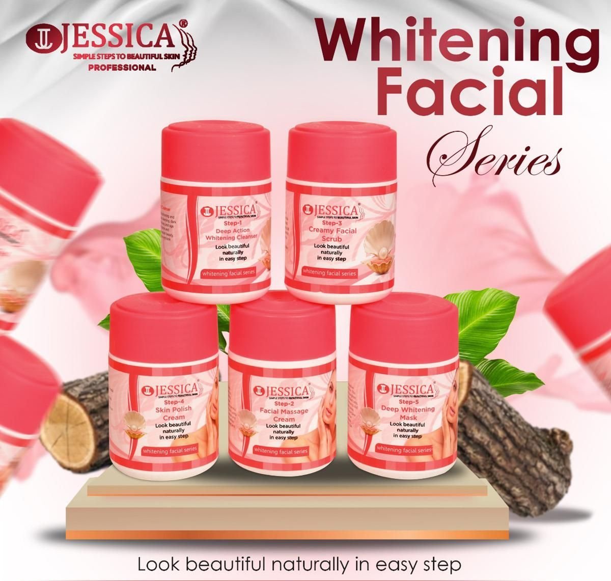 Jessica Ultra Whitening Facial Kit (250gm) Each Jar 5 Steps Medium Pack
