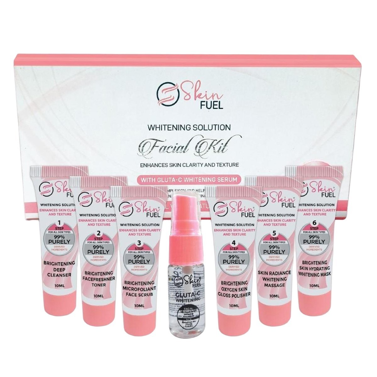 Skin Fuel Whitening Solution Facial Kit (Imported) Cleanser, Toner, Scrub, Serum, Polish, Massage, Mask