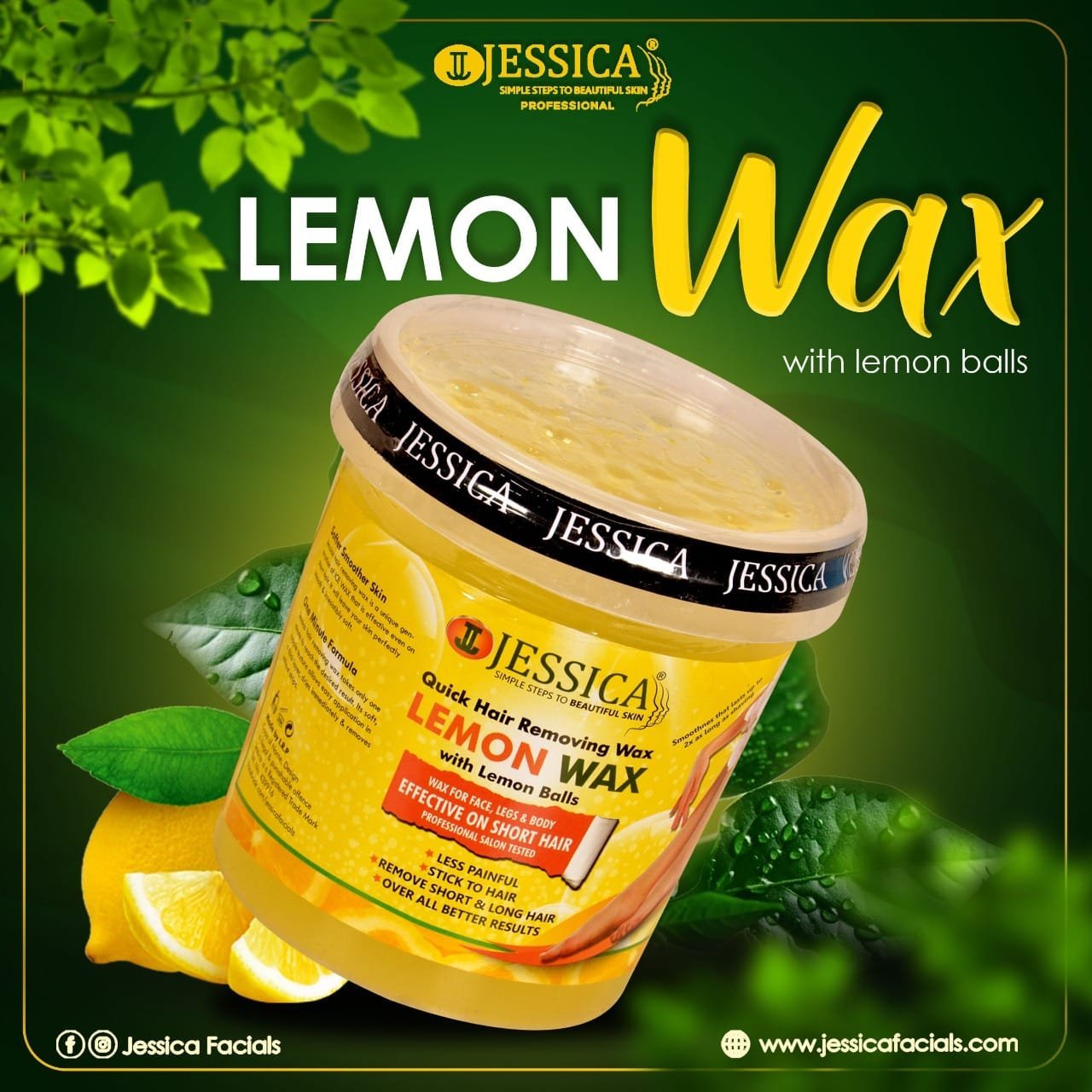 Jessica Quick Hair Removing Lemon Wax For Face & Body (1000gm) Strip Wax