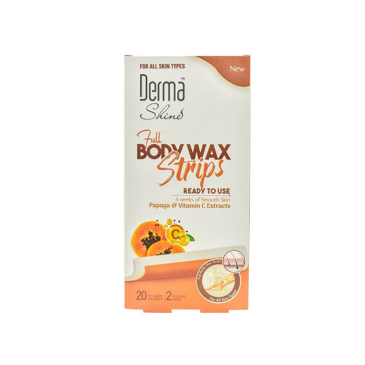Derma Shine Full Body Wax Strips Papaya & Vitamin C Extracts