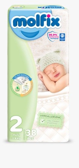 Molfix Diaper Size 2 Mini, (3-6kg, 38 Pcs - Twin Pack)