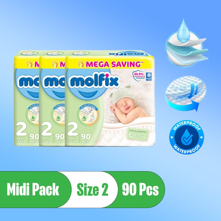 Molfix 3d Mega Mini Pack (90 Pcs Size-2 Pack Of 3)