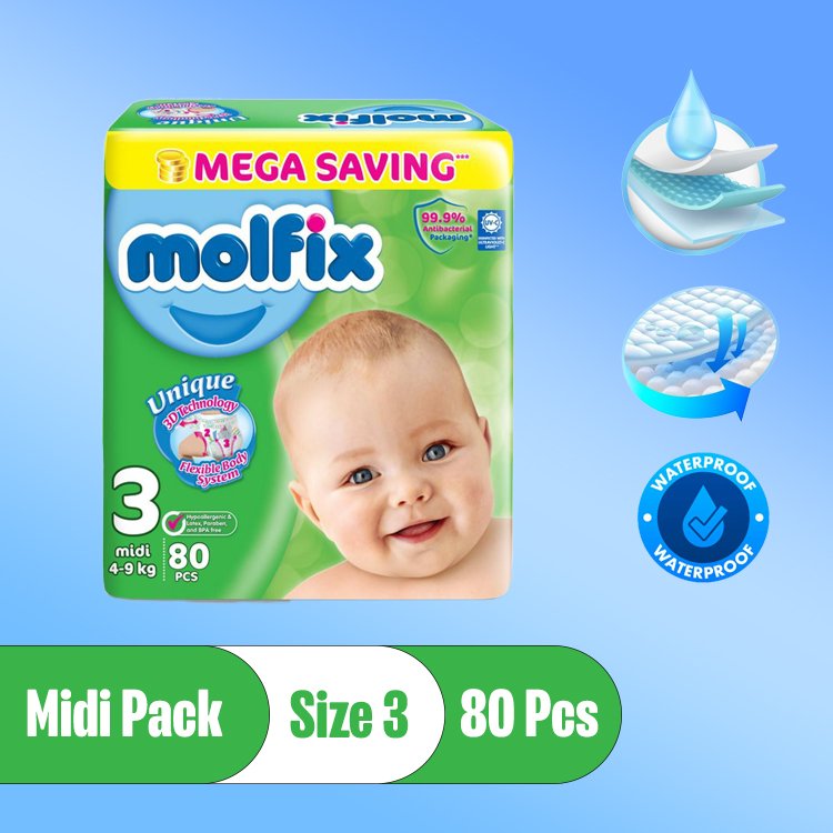 Molfix 3d Mega Midi Pack (Size-3 80 Pcs)