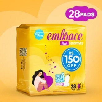 Embrace Sensitives Maxi Thick Sanitary Pads Long Trio Pack (28 Pads)