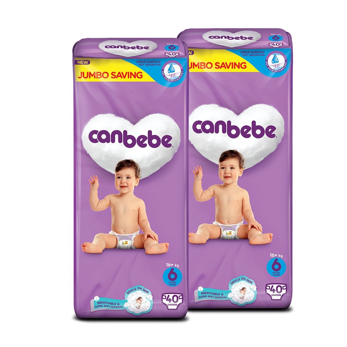 Canbebe Bundle Jumbo X Large Size 6 Pack Diapers (40 Pcs X2)