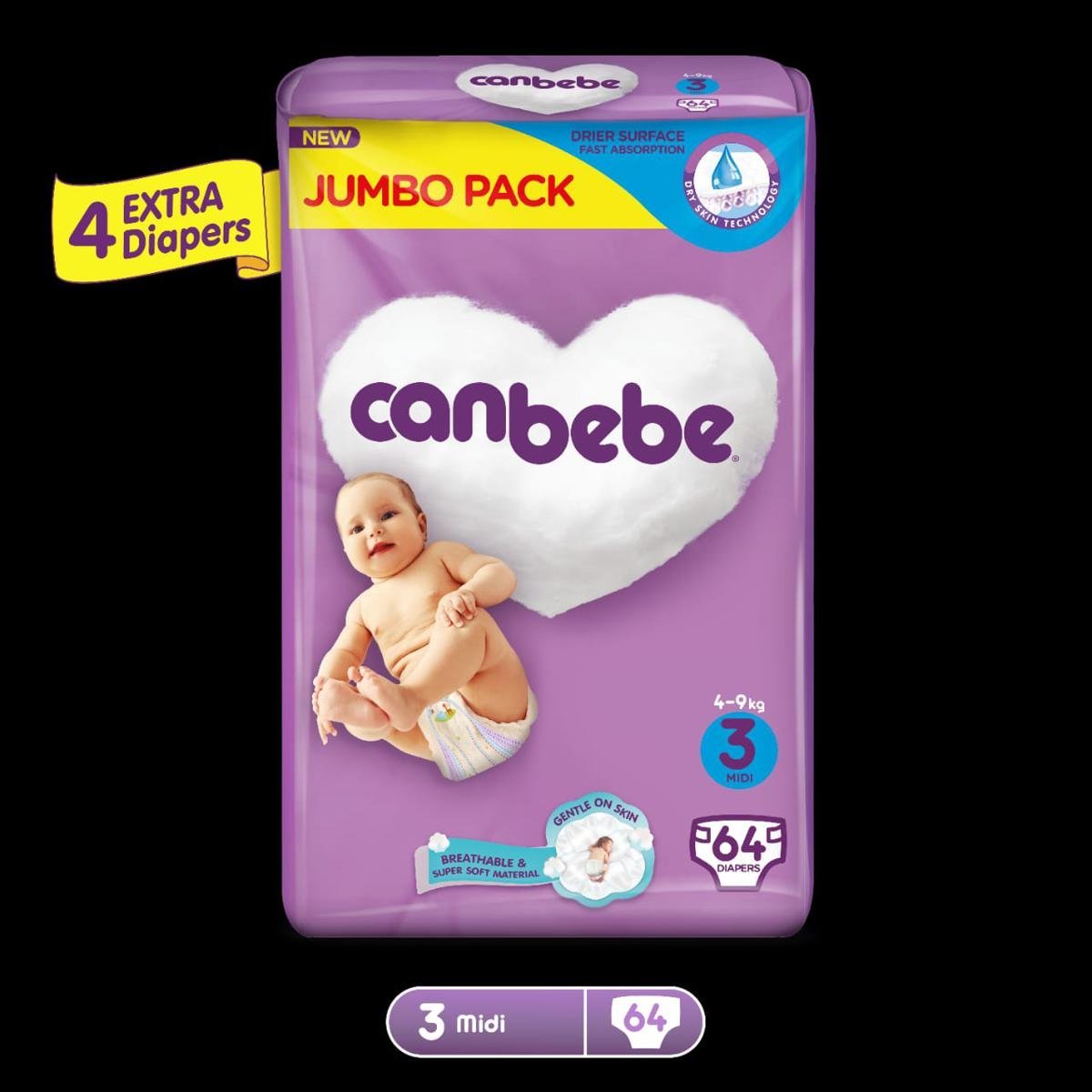 Canbebe Jumbo Midi Size 3 (4-9k, 64 Pcs)