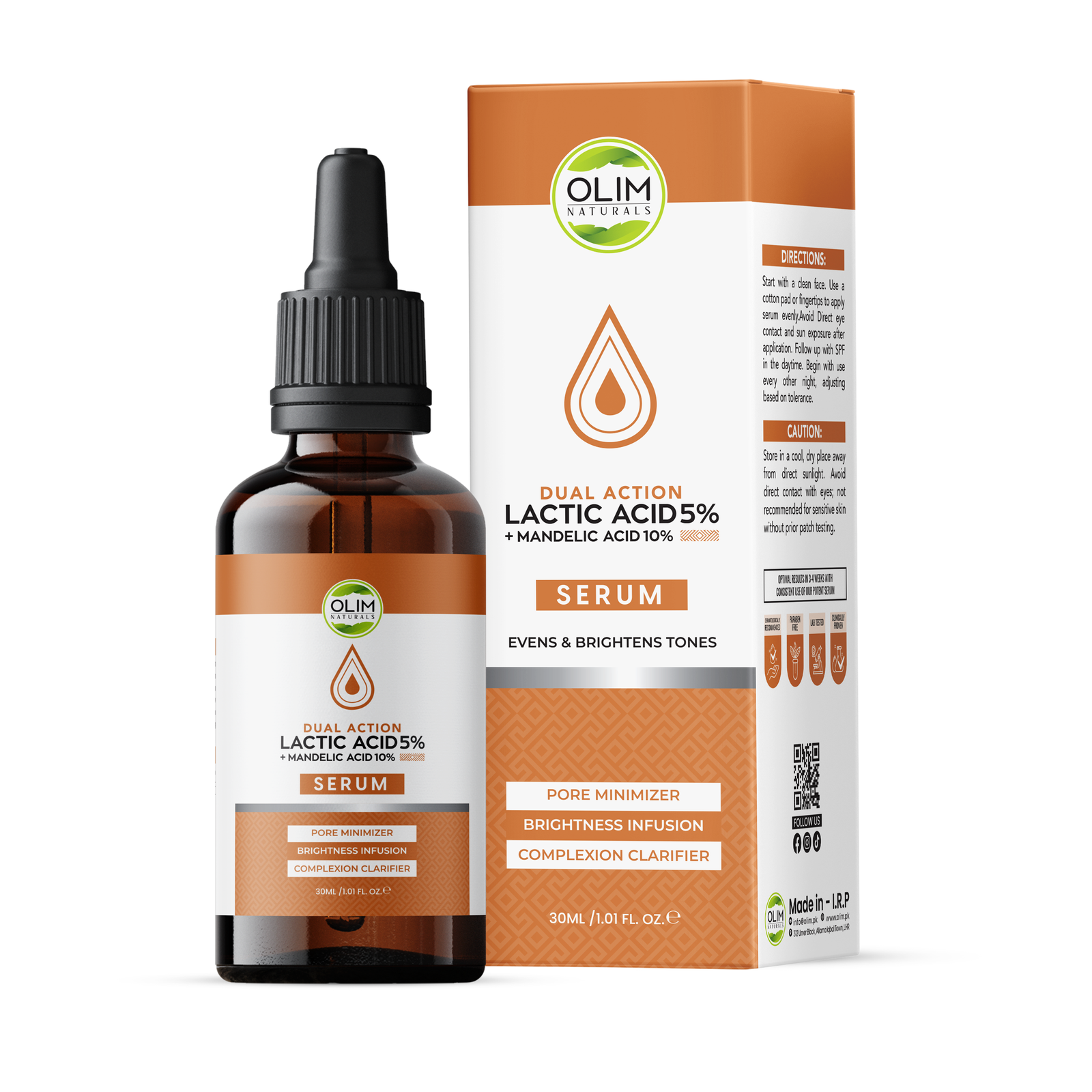 Olim Naturals Lactic Acid 5% + Mandelic Acid 10% Serum