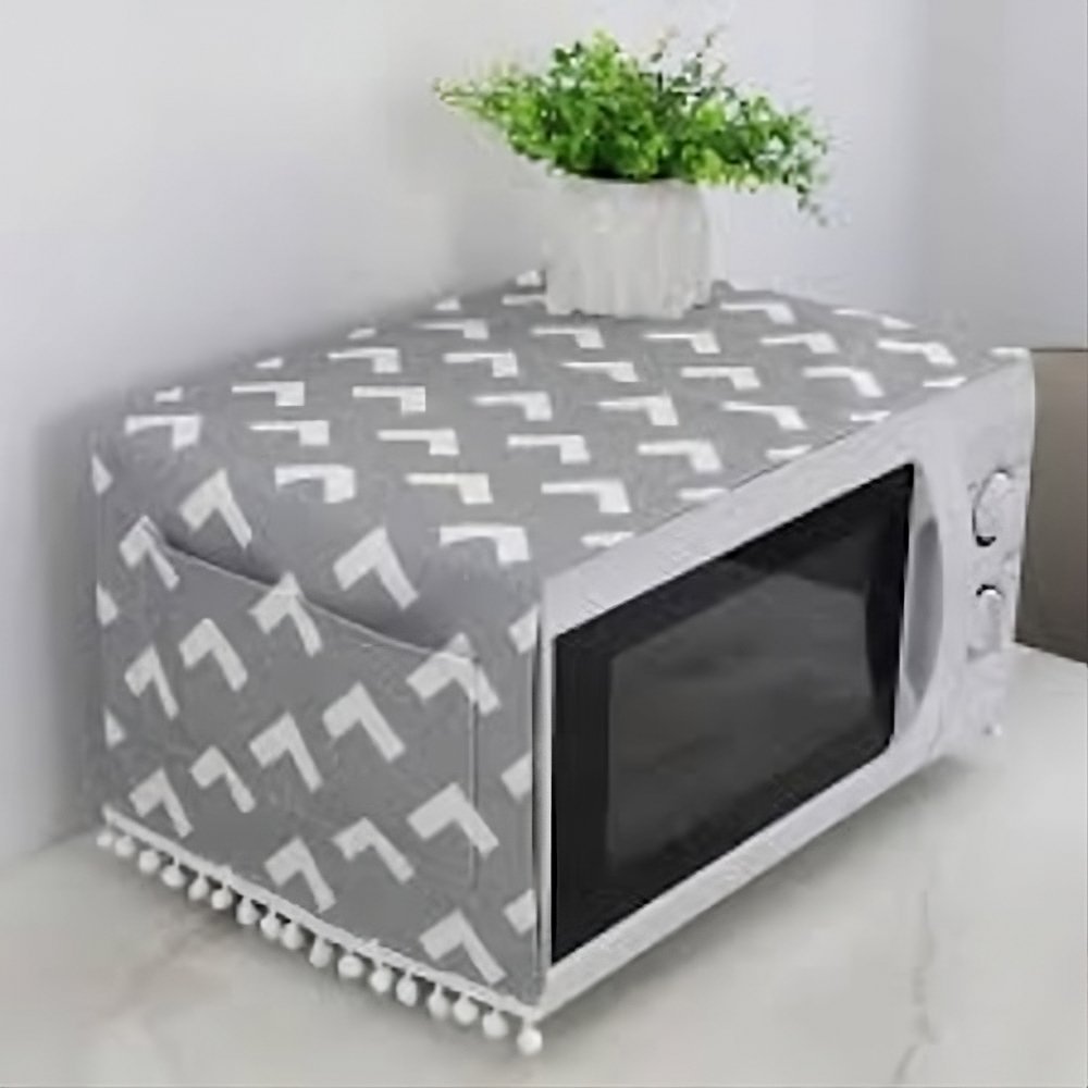 Protect Your Microwave Dustproof Fabric Microwave Oven Cover With Bonus Storage Pockets