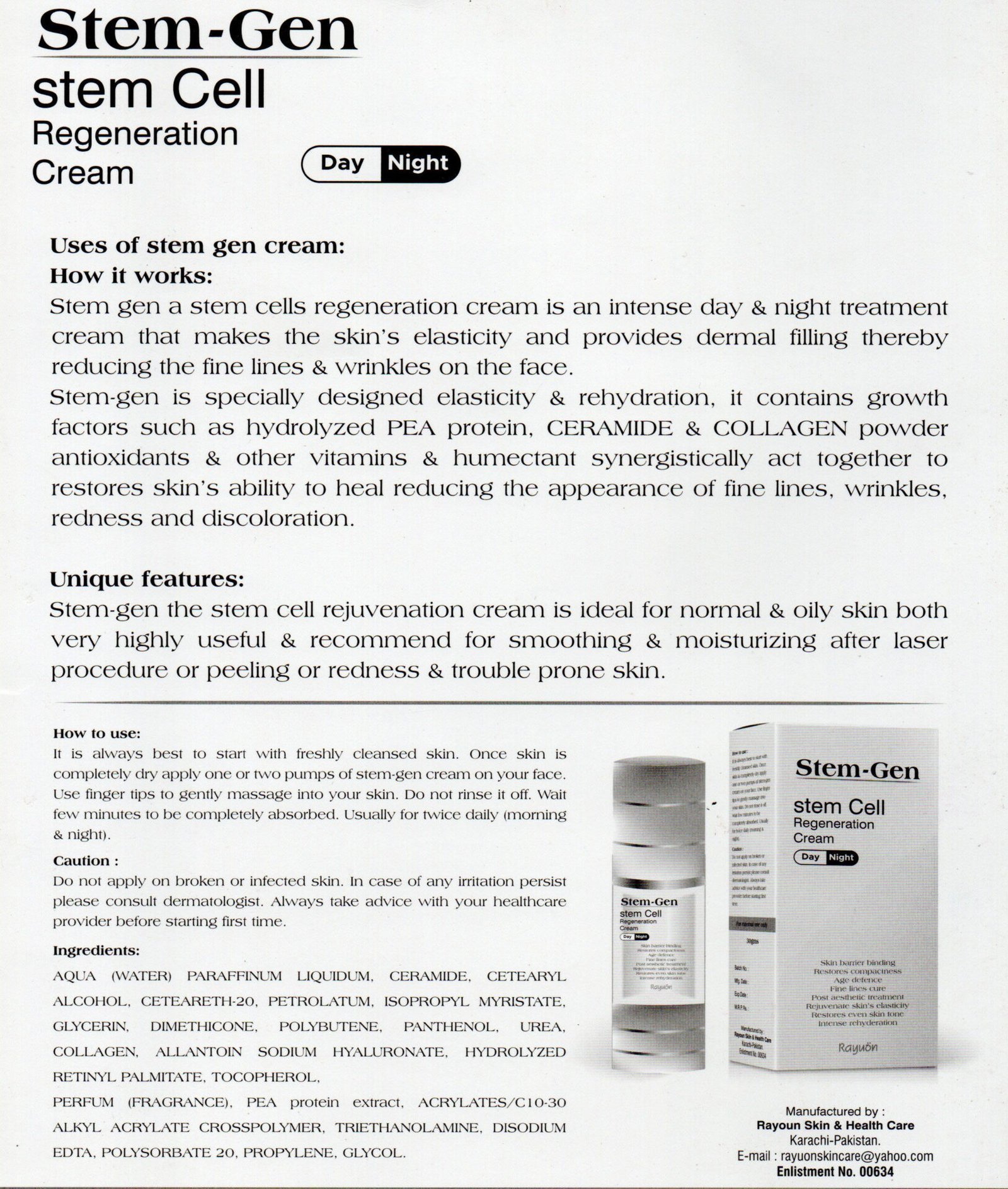 Rayuon Skincare Stem-Gen Stem Cell Regeneration Cream (30gm) For Normal Oily Skin, For Redness & Trouble Prone Skin
