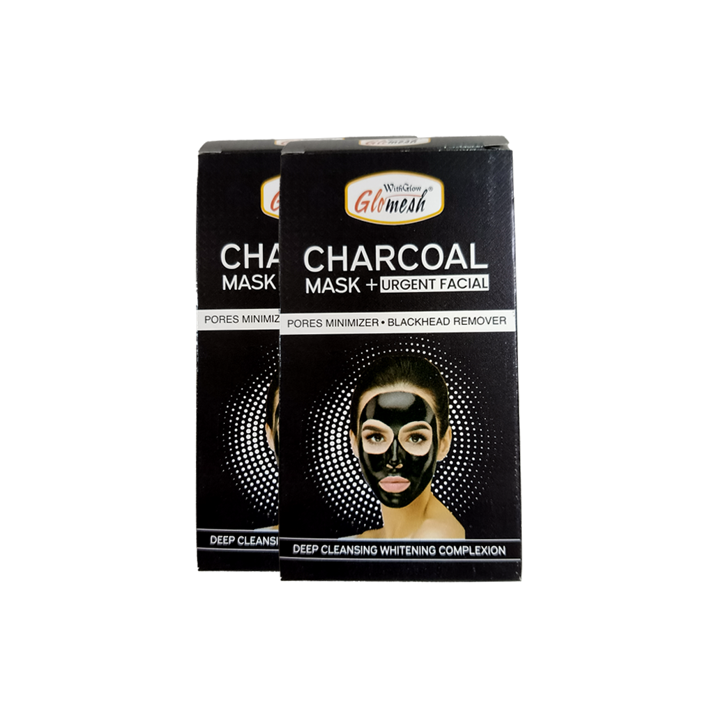 Glomesh Charcoal Black Mask With Urgent Facial Sachet (Pack Of 2)