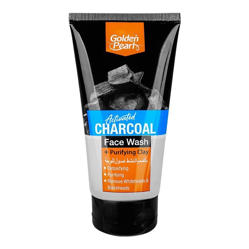 Golden Pearl Activated Charcoal+Purifying Clay Face Wash, Remove Whiteheads & Blackheads (150ml)