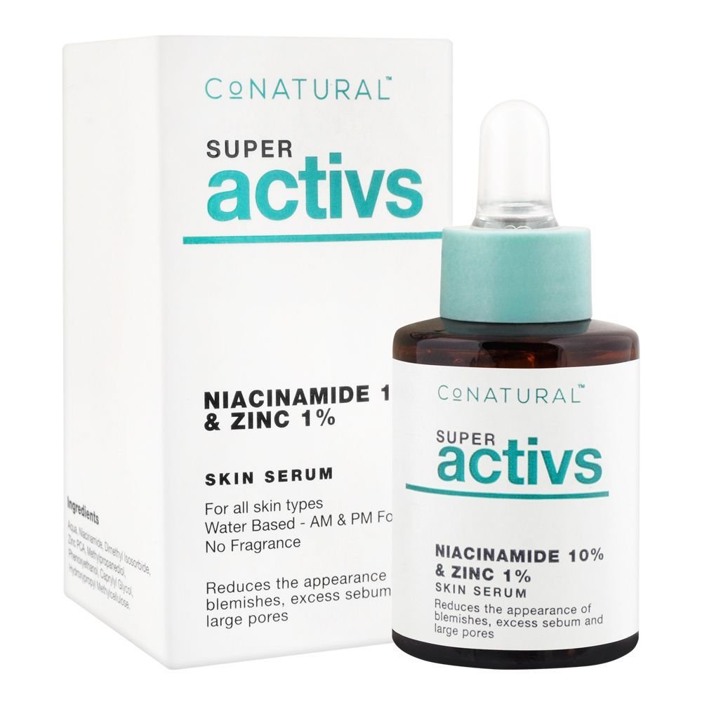 Conatural Super Activs Niacinamide 10% & Zinc 1% Skin Serum, For All Skin Types (30ml)