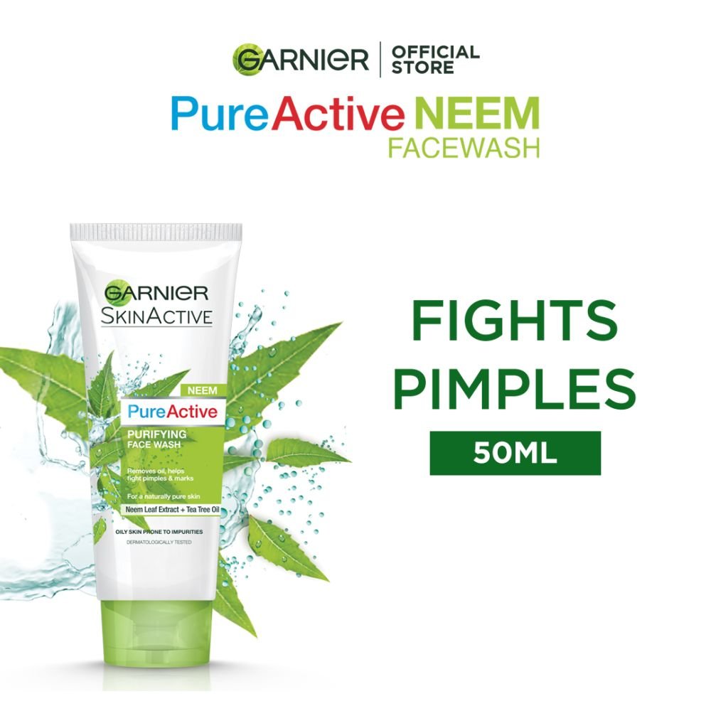 Garnier Skin Active Pure Active Neem Purifying Face Wash, For Normal To Oily Skin (50ml) Dissolve Dirt And Impurities