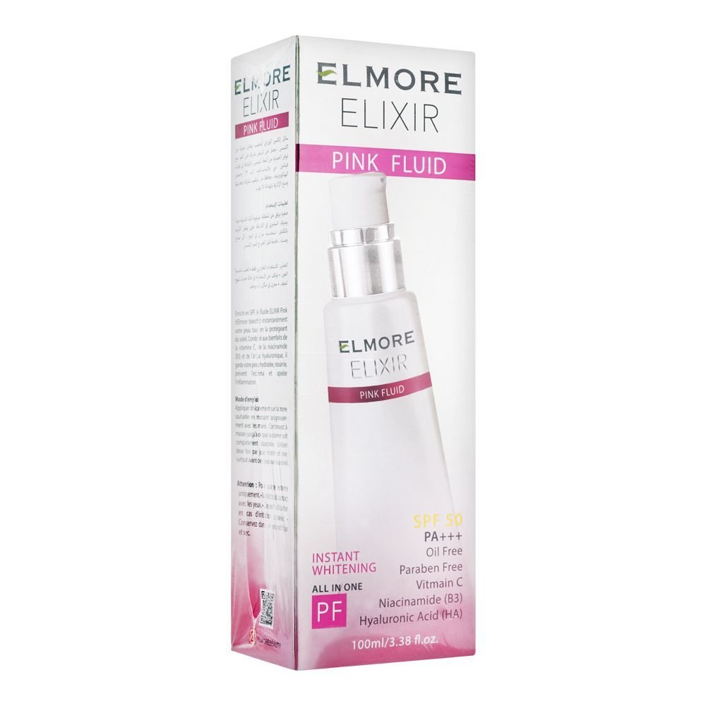Elmore Elixir 5-In-1 Instant Whitening Spf 50 Pink Fluid, Paraben Free (100ml)