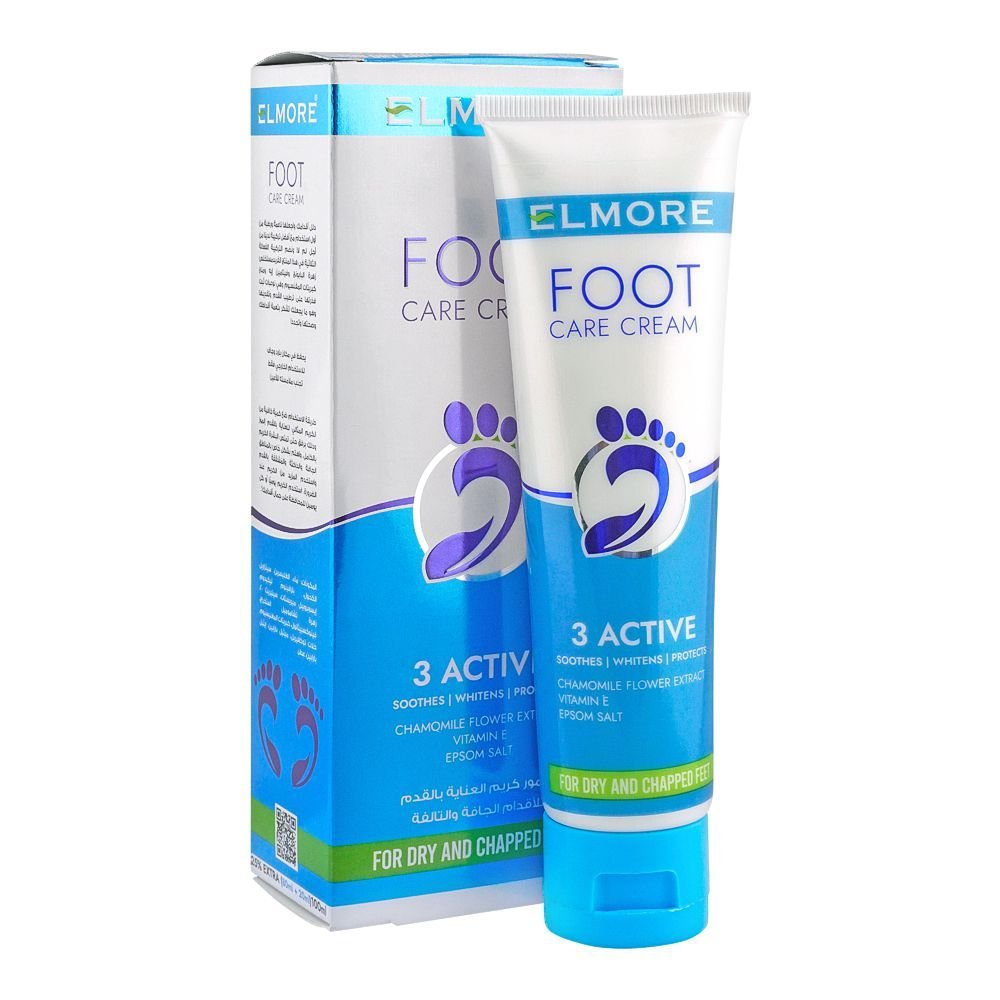 Elmore 3 Active Ultimate Foot Care Cream, For Dry & Chapped Feet (80gm)