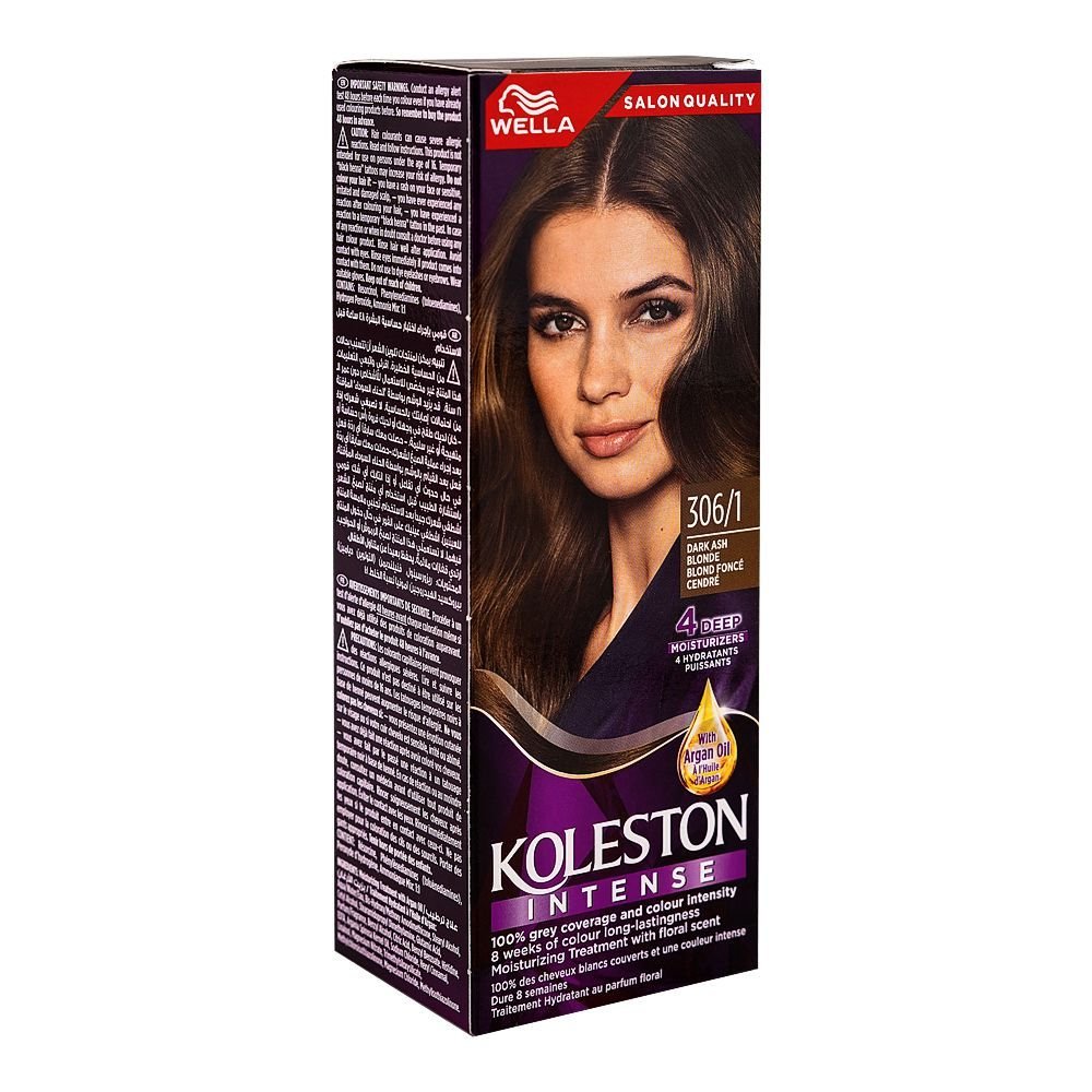Wella Koleston Intense Hair Color Cream Phenylenediamines Hydrogen Peroxide Argan Oil 306/1 Dark Ash Blonde