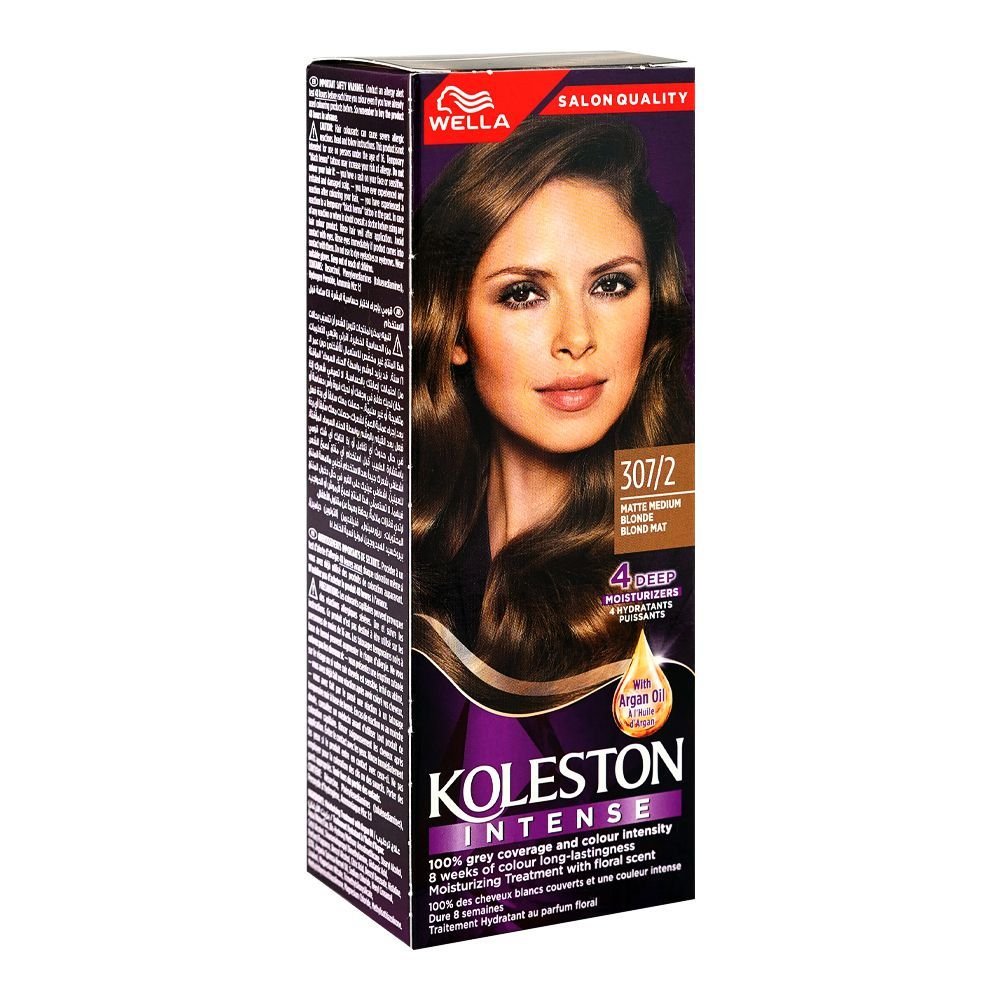 Wella Koleston Intense Hair Color Cream Phenylenediamines Hydrogen Peroxide Argan Oil 307/2 Matte Medium Blonde