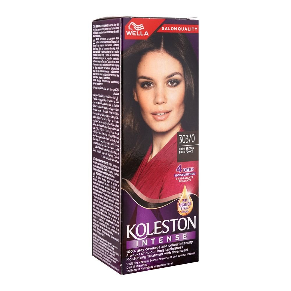 Wella Koleston Intense Hair Color Cream Phenylenediamines Hydrogen Peroxide Argan Oil 303/0 Dark Brown