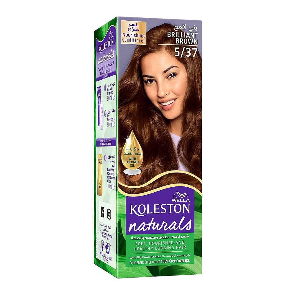 Wella Koleston Naturals Permanent Hair Color Cream Kit Hair Dye 5/37 Brilliant Brown
