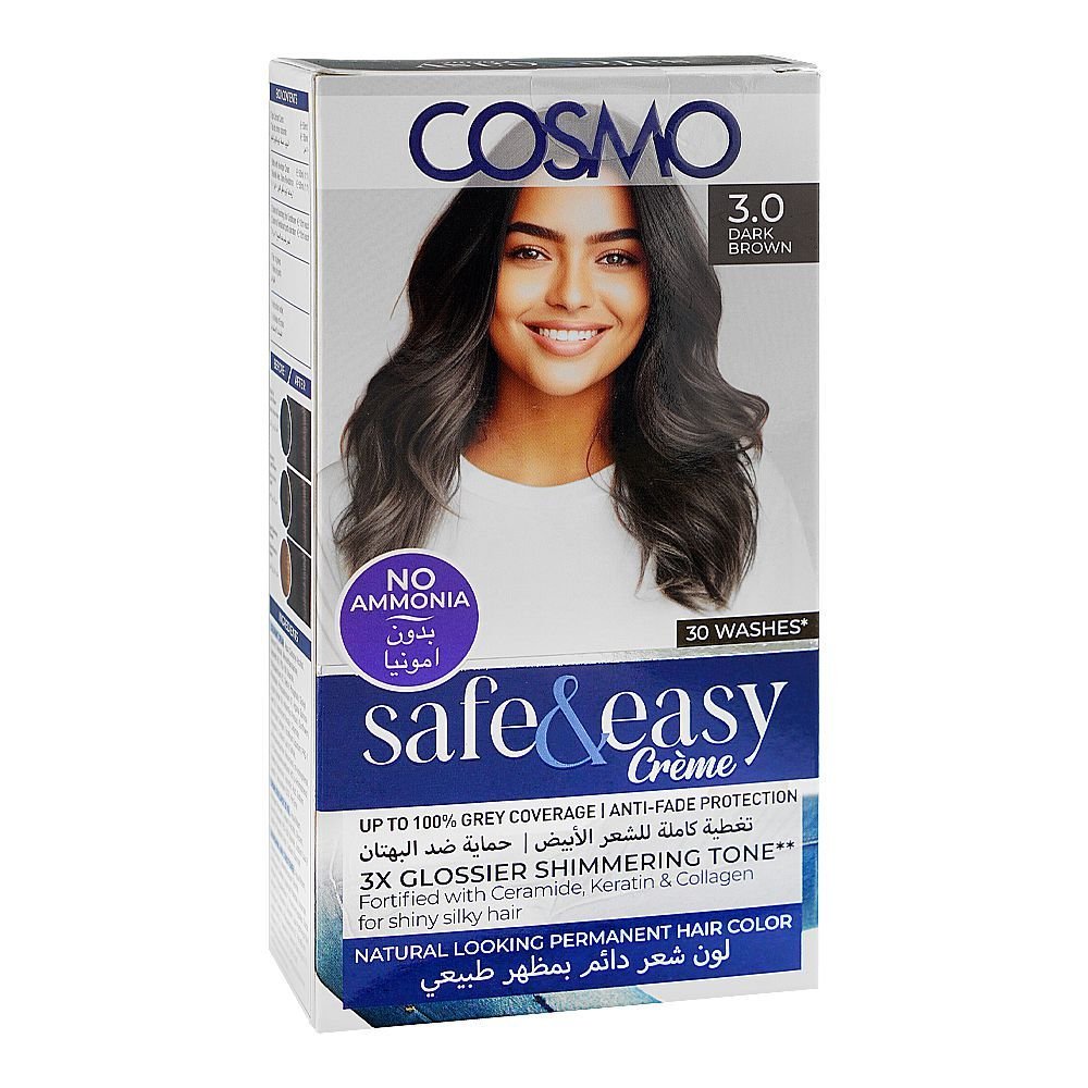 Cosmo No Ammonia Safe & Easy Permanent Hair Color Hair Color 3.0 Dark Brown