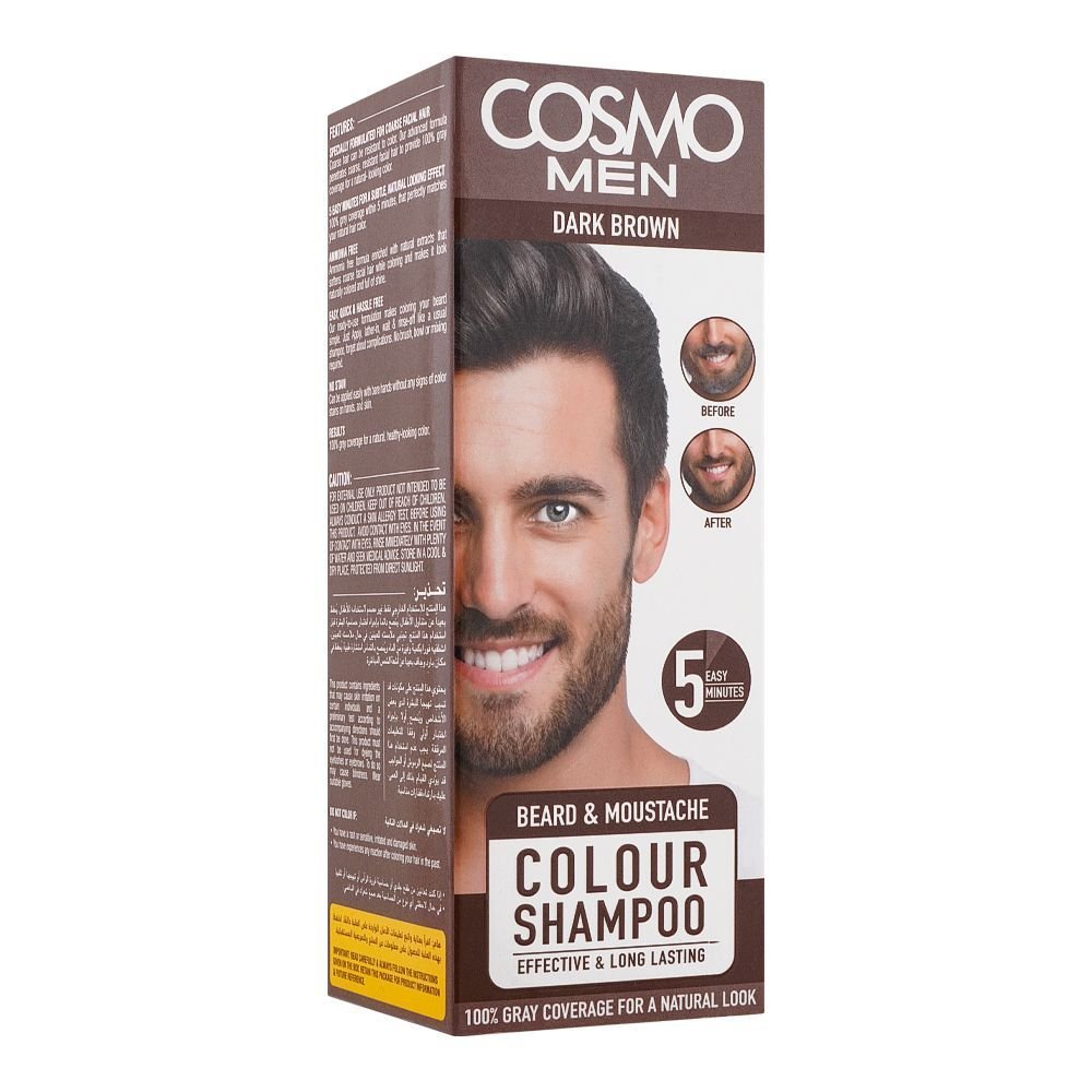Cosmo Men Beard & Moustache Color Shampoo (Dark Brown)