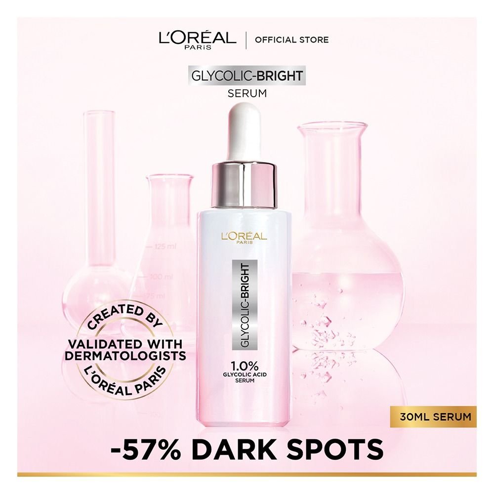 Loreal Paris Glycolic Bright Instant Glowing Serum, Reduces 57% Dark Spots (30ml)
