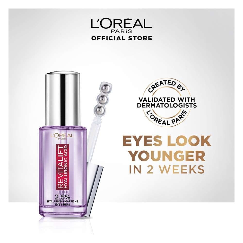 Loreal Paris Revitalift 2.5% Hyaluronic Acid + 1% Caffeine Hydrating Eye Serum (20ml)
