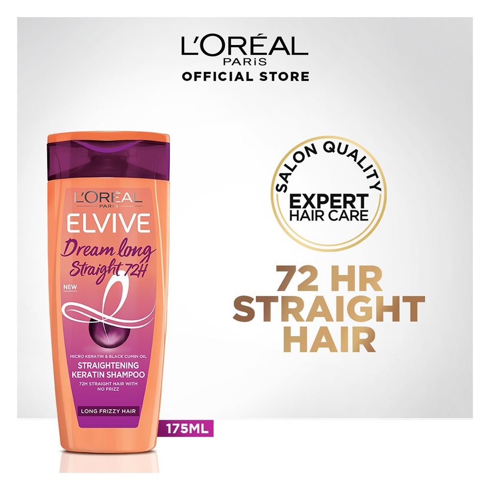 Loreal Paris Elvive Dream Long Straight 72hrs Straightening Keratin Shampoo (175ml)
