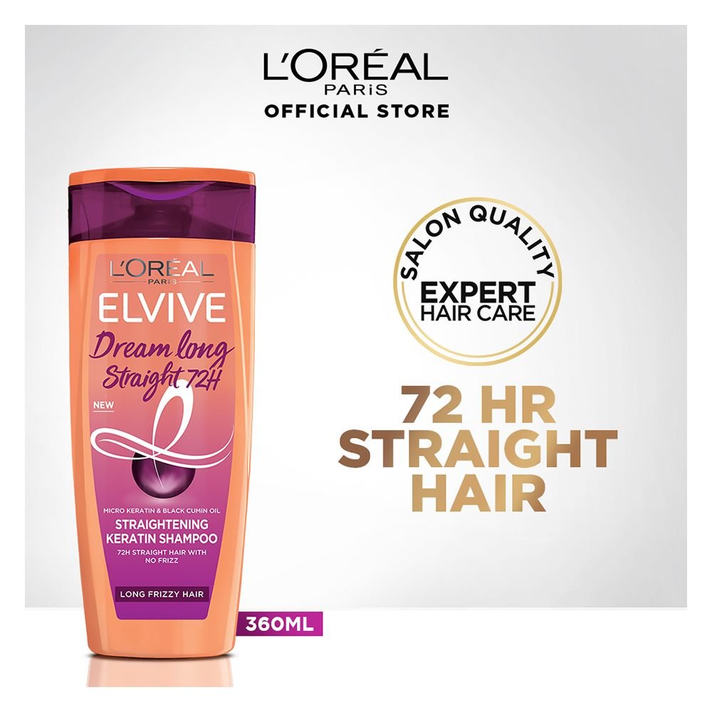 Loreal Paris Elvive Dream Long Straight 72hrs Straightening Keratin Shampoo (360ml)