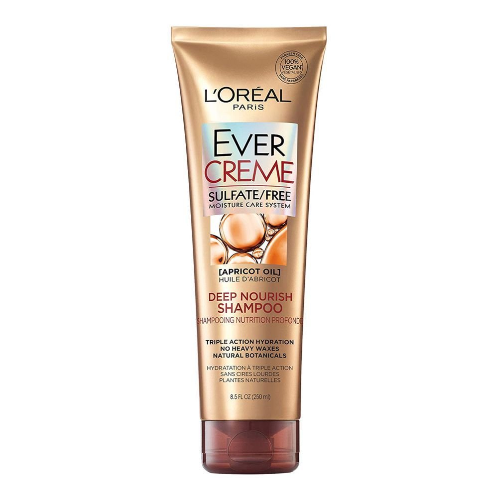 Loreal Paris Ever Creme Apricot Oil Deep Nourish Shampoo, Sulfate Free (250ml)