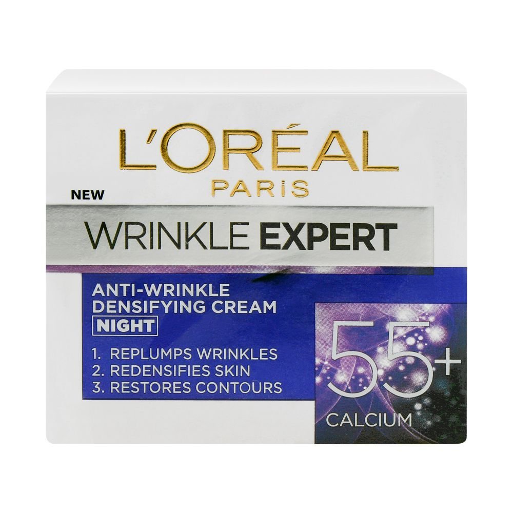 Loreal Paris Wrinkle Expert Anti-Wrinkle Densifying Night Cream, 55+ Calcium (50ml)