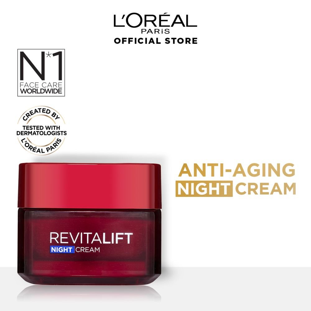 Loreal Paris Revitalift Moisturizing Night Cream, Anti-Wrinkle Cream, Intense Action (50ml)