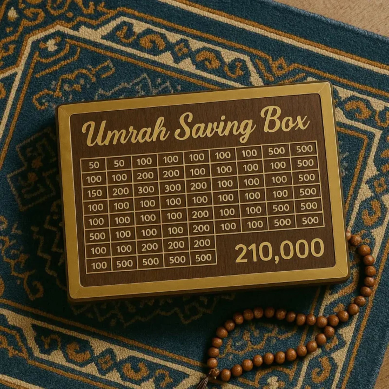 Umrah Saving Box Wooden Islamic Money Saving Box 280 Days